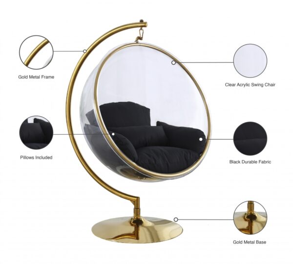 Luna Acrylic And Fabric Upholstered Swing Bubble Accent Chair