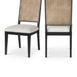 Butterfly Linen Textured Fabric Upholstered Dining Chair