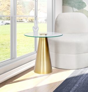 Glassimo Glass Top And Iron Base End Table