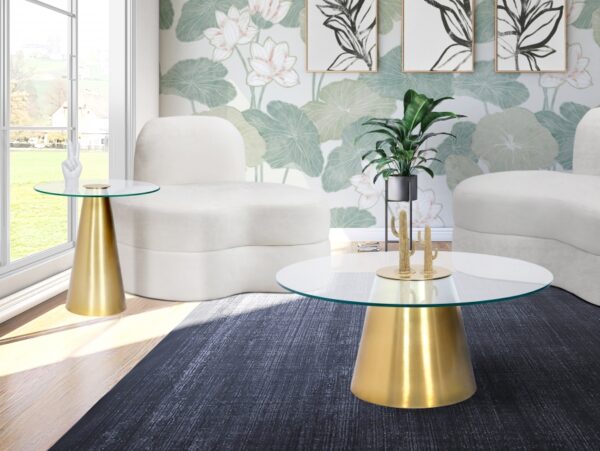 Glassimo Glass Top And Iron Base End Table
