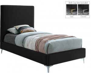 Geri Velvet Upholstered Twin Bed