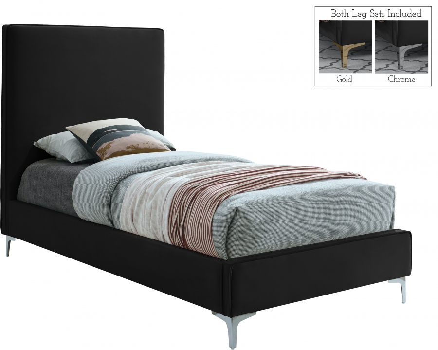 Geri Velvet Upholstered Twin Bed