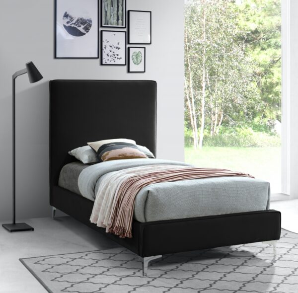 Geri Velvet Upholstered Twin Bed