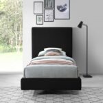 Geri Velvet Upholstered Twin Bed