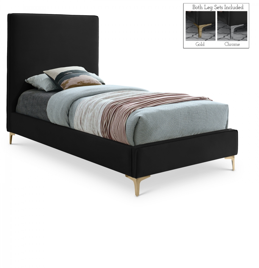 Geri Velvet Upholstered Twin Bed