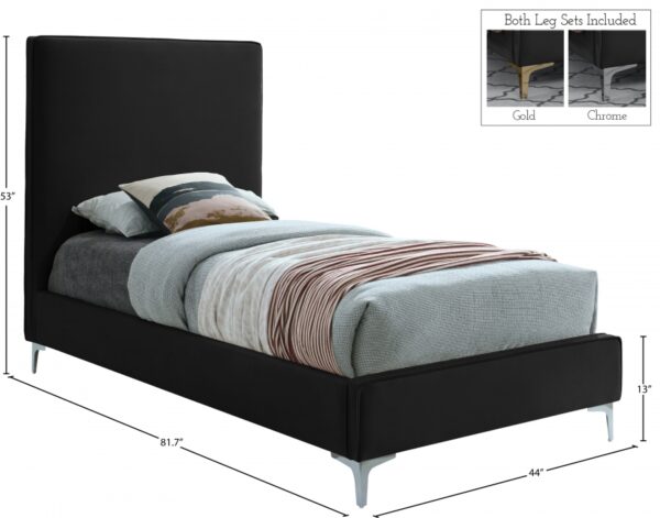 Geri Velvet Upholstered Twin Bed