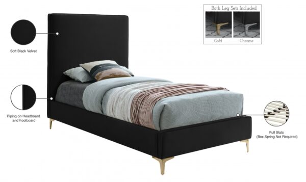 Geri Velvet Upholstered Twin Bed