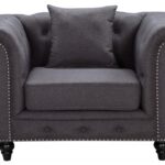 Chesterfield Linen Textured Fabric Upholstered Chair
