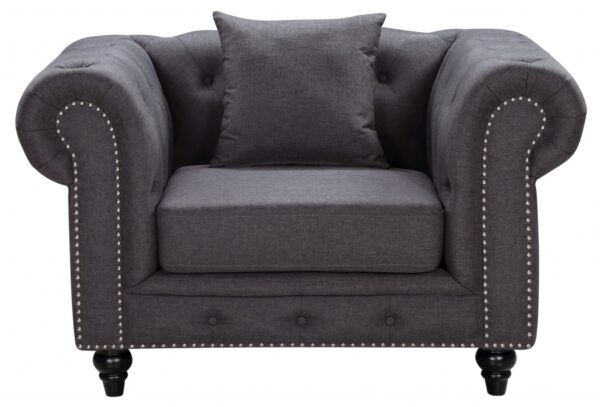Chesterfield Linen Textured Fabric Upholstered Chair