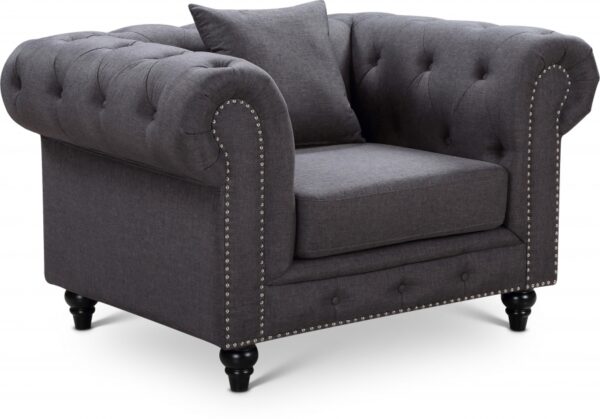 Chesterfield Linen Textured Fabric Upholstered Chair