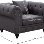 Chesterfield Linen Textured Fabric Upholstered Chair