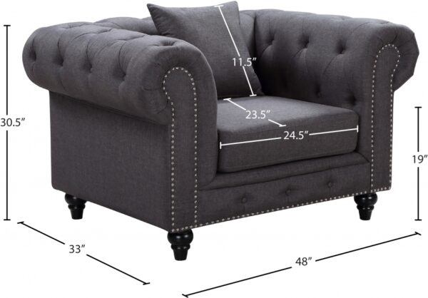 Chesterfield Linen Textured Fabric Upholstered Chair