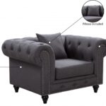 Chesterfield Linen Textured Fabric Upholstered Chair