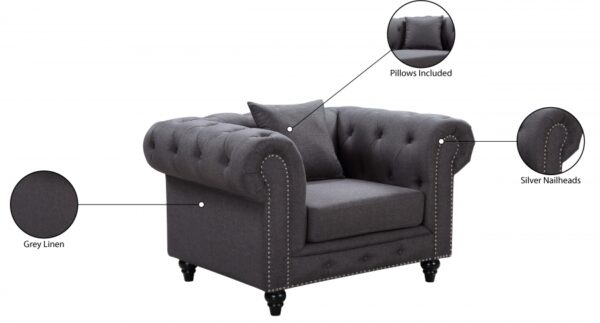 Chesterfield Linen Textured Fabric Upholstered Chair