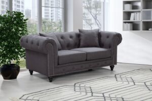 Chesterfield 71" Linen Textured Fabric Upholstered Loveseat