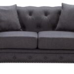 Chesterfield 71" Linen Textured Fabric Upholstered Loveseat