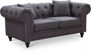 Chesterfield 71" Linen Textured Fabric Upholstered Loveseat