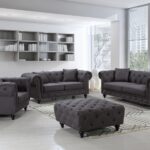 Chesterfield 71" Linen Textured Fabric Upholstered Loveseat