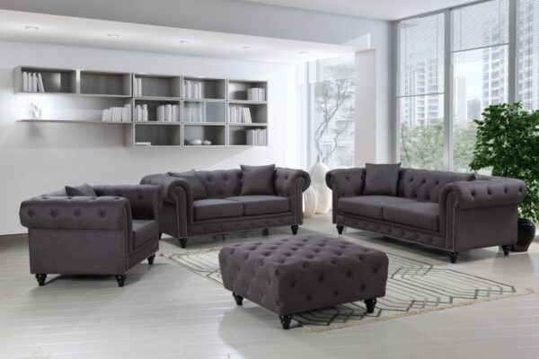 Chesterfield 71" Linen Textured Fabric Upholstered Loveseat
