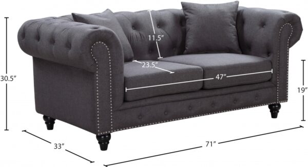 Chesterfield 71" Linen Textured Fabric Upholstered Loveseat