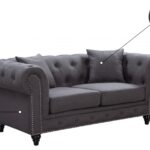 Chesterfield 71" Linen Textured Fabric Upholstered Loveseat