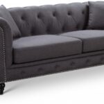 Chesterfield 90" Linen Textured Fabric Upholstered Sofa