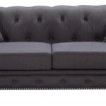 Chesterfield 90" Linen Textured Fabric Upholstered Sofa