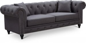 Chesterfield 90" Linen Textured Fabric Upholstered Sofa