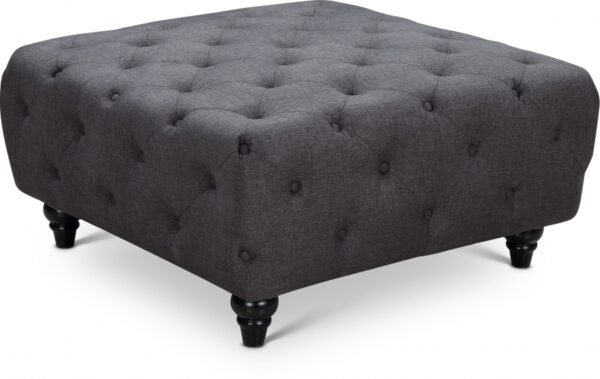 Chesterfield Linen Textured Fabric Upholstered Ottoman