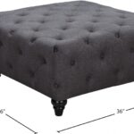 Chesterfield Linen Textured Fabric Upholstered Ottoman