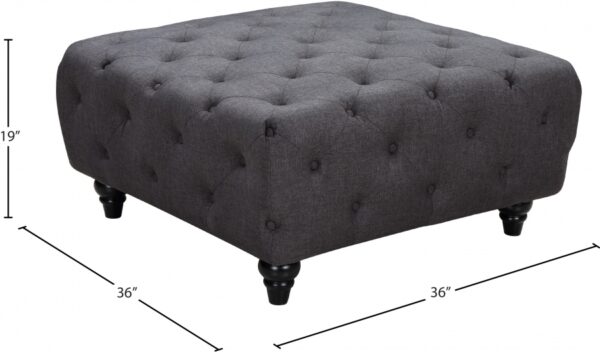 Chesterfield Linen Textured Fabric Upholstered Ottoman