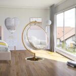 Luna Acrylic And Faux Fur Upholstered Swing Bubble Accent Chair