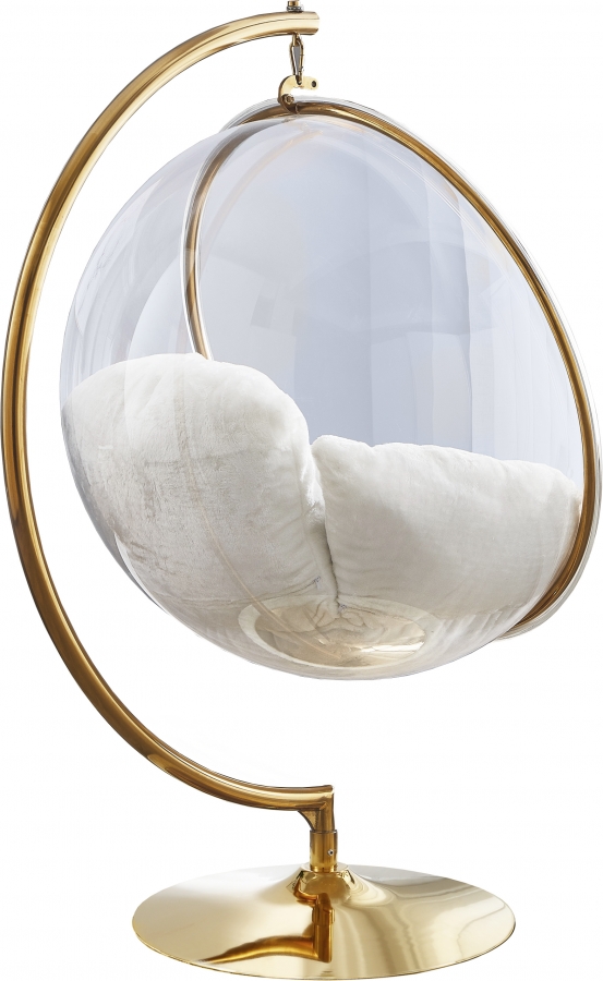 Luna Acrylic And Faux Fur Upholstered Swing Bubble Accent Chair