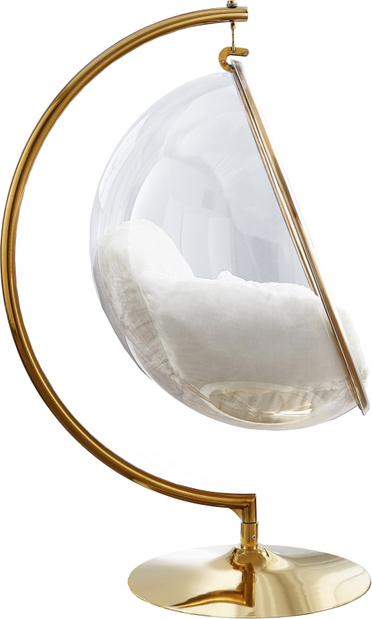 Luna Acrylic And Faux Fur Upholstered Swing Bubble Accent Chair