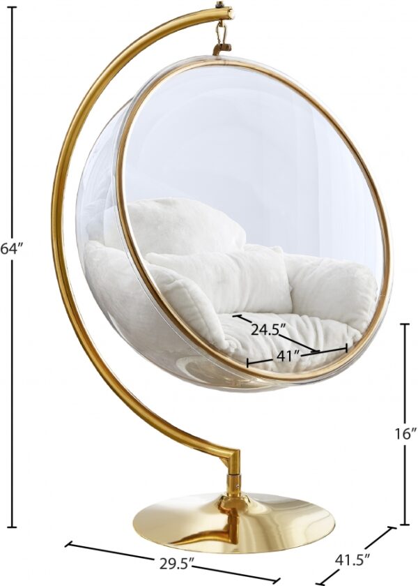 Luna Acrylic And Faux Fur Upholstered Swing Bubble Accent Chair