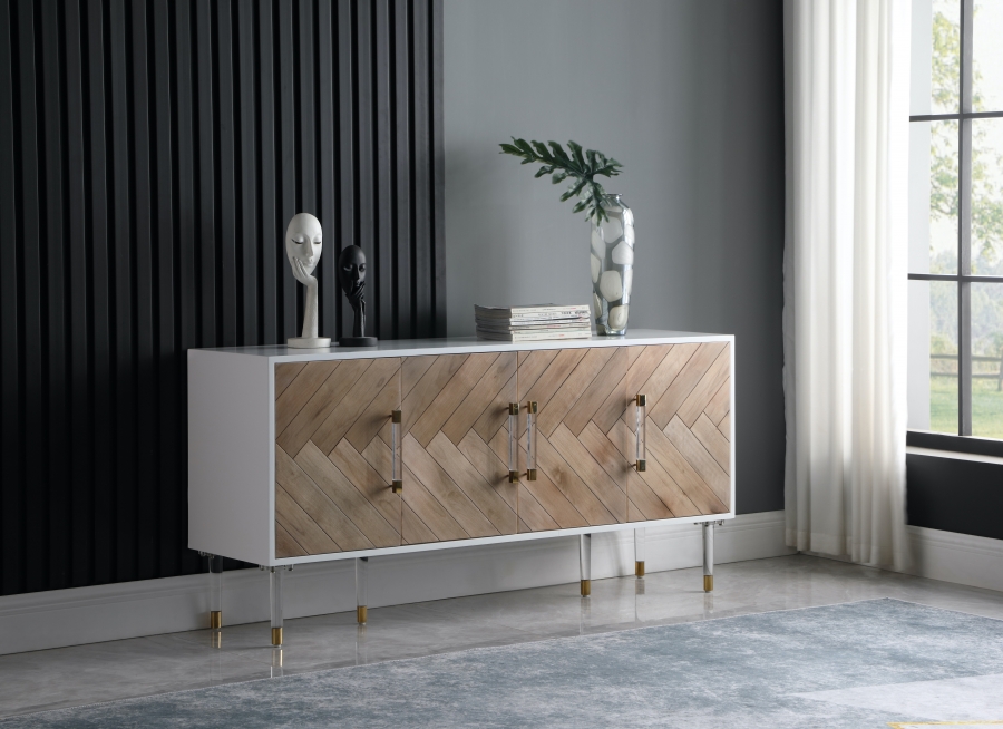 Jive Lacquer Finish, Birch Wood And Acrylic Sideboard / Buffet
