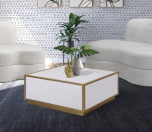 Glitz Faux Marble And Steel Coffee Table