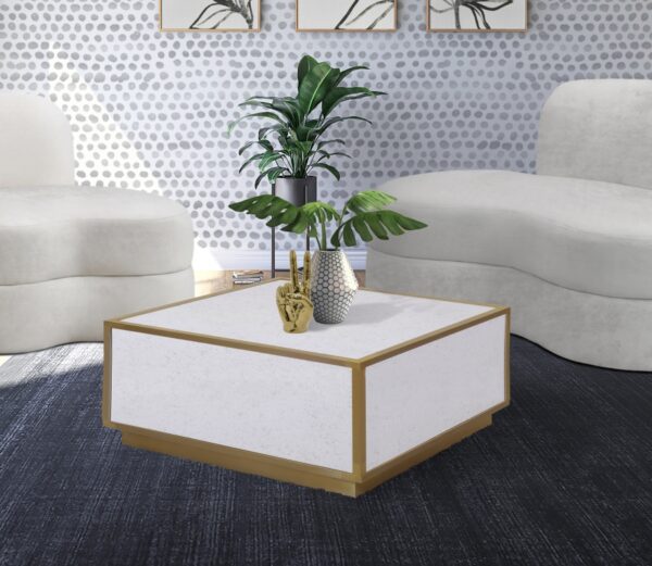 Glitz Faux Marble And Steel Coffee Table