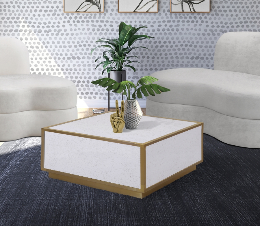 Glitz Faux Marble And Steel Coffee Table