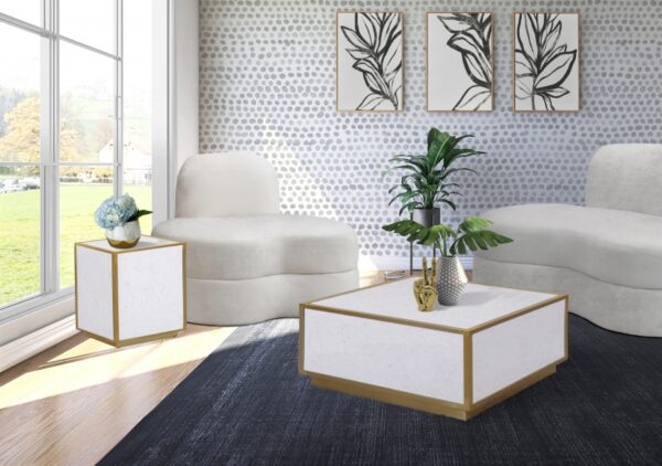Glitz Faux Marble And Steel Coffee Table