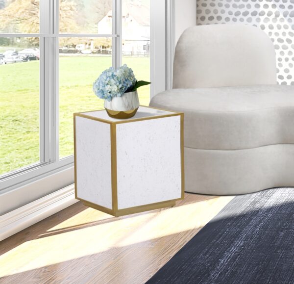 Glitz Faux Marble And Steel End / Side Table