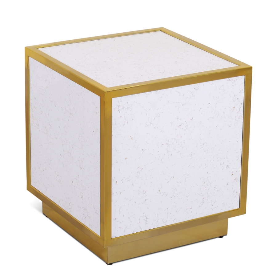 Glitz Faux Marble And Steel End / Side Table