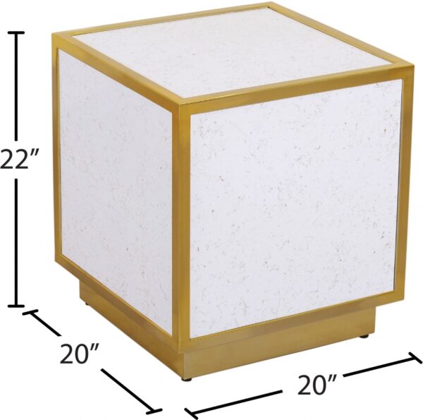 Glitz Faux Marble And Steel End / Side Table