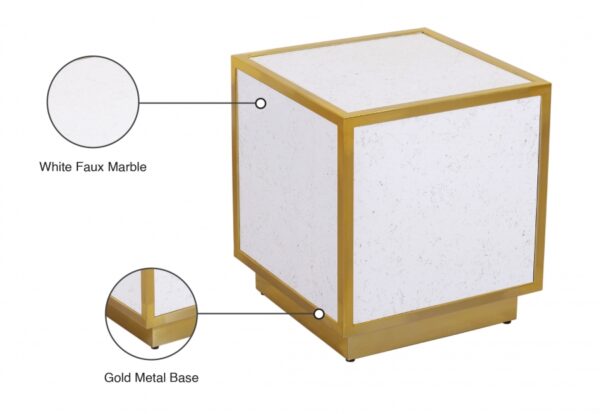 Glitz Faux Marble And Steel End / Side Table