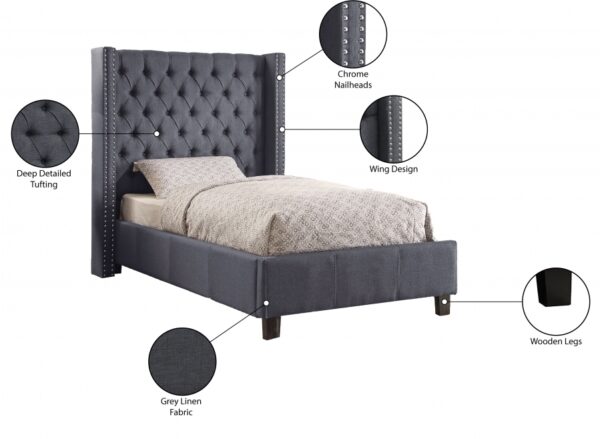 Ashton Linen Textured Fabric Upholstered Bed