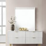 Modernist Wood Veneer And Stainless Steel Base Dresser