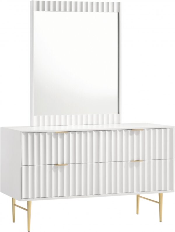 Modernist Wood Veneer And Stainless Steel Base Dresser