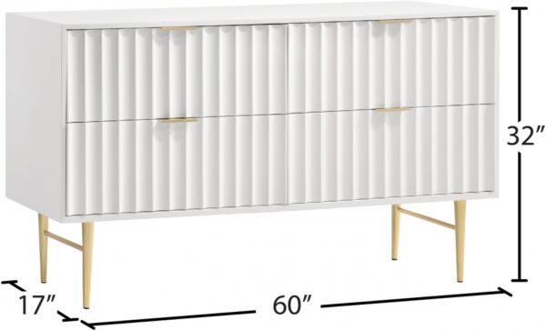 Modernist Wood Veneer And Stainless Steel Base Dresser