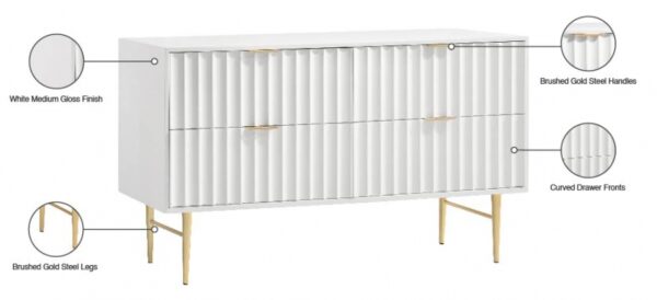 Modernist Wood Veneer And Stainless Steel Base Dresser