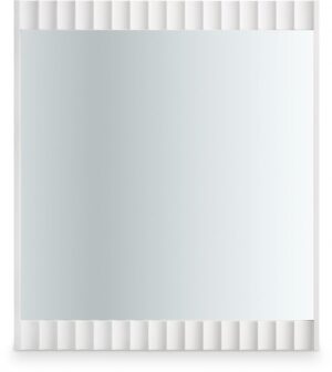 Modernist Wood Veneer And Stainless Steel Base Mirror
